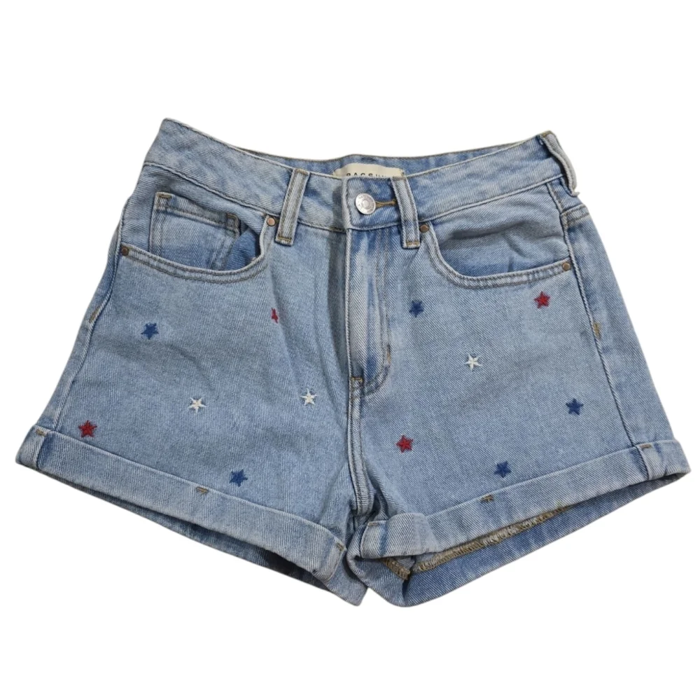 Denim Star Embroidered Women Shorts Pac Sun Red White Blue Size 23